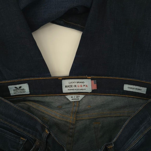 Lucky Brand Charlie Skinny White Oak Cone Denim Low Rise Womens Jeans 4/27 - Picture 6 of 7